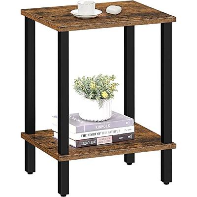 Hommoo End Table, Square Side Table Modern Night Stand with 2-Tier Storage Shelf, Living Room Small Coffee Table, Wood Finish Bedside Table for