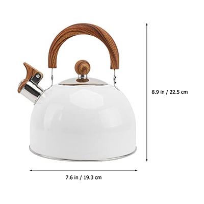 Vintage tea Kettle, , White W/ Handle Stainless Steel Portable 2.5 Qt  Teakittle for Cookers Family Stovetops Drinking Household 