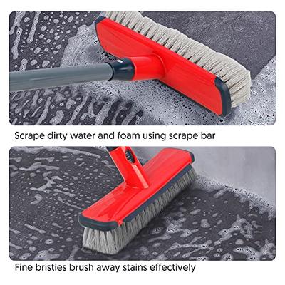 Tub Tile Scrubber Brush 2 in 1 Scrub Cleaning Brush with Long Handle 47  Adjustable Telescopic Pole Stiff Bristles Scouring Pads for Cleaning  Bathroom