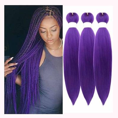 Pre Stretched Braiding Hair Pre Stretched Hair for Braiding Hair Purple  Colors Professional Hair Extensions 3 Pcs Crochet Hair for Women Grape  Purple Yaki Braiding Hair 26 Inches (#Purple) - Yahoo Shopping