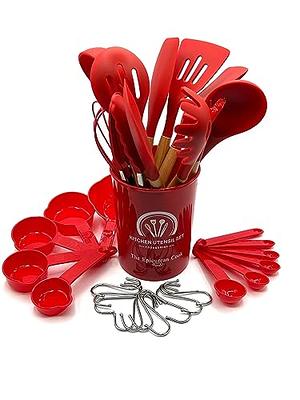 The Epicurean Cook 34 Pcs Non-Stick Silicone Cooking Utensils Set with  Holder Sturdy Insulation Wooden Handle Heat Resistance Silicone Spatula Spoon  Kitchen Gadgets Utensils Set (Red) - Yahoo Shopping