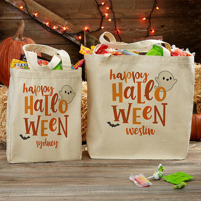 Happy Halloween Personalized Canvas Tote Bag, Trick Or Treat Bags, Custom -  Yahoo Shopping