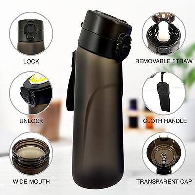 Sports Water Bottle Outdoor Fitness Travel Leakproof Frosted Cups (Black)