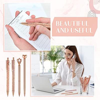 LALOCAPEYO Diamond Gold Glitter Pen Journaling Black Ink Retractable  Crystal Glitter Fancy Pens Gifts for Women ose Gold Office Supplies Daily  Pen Point Press Pens for School Office Fun Gifts (pink) 
