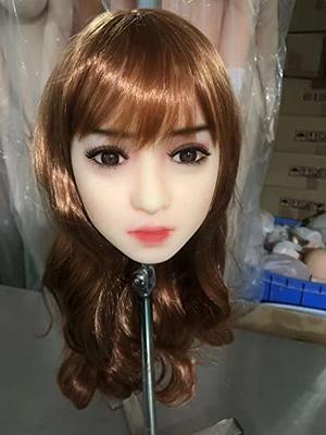 LOERSS Makeup Doll Head,Single Doll Head with Mouth,Eyes & Wig