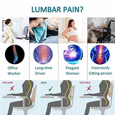 Lumbar Support Pillow for Office Chair Back Support Pillow for Car, Computer,  Gaming Chair, Recliner Memory Foam Back Cushion for Back Pain Relief  Improve Posture, Mesh Cover Double Adjustable Straps 