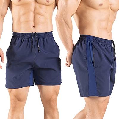 Men's 5 Running Shorts 2 Pack Quick Dry Athletic Workout Gym Shorts with  Zipper Pockets