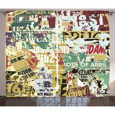 Devon Grunge Style Collage Print of Old Torn Posters Magazines Newspapers  Paper Art Print Graphic Print & Text Semi-Sheer Rod Pocket Curtain Panels  Wi - Yahoo Shopping