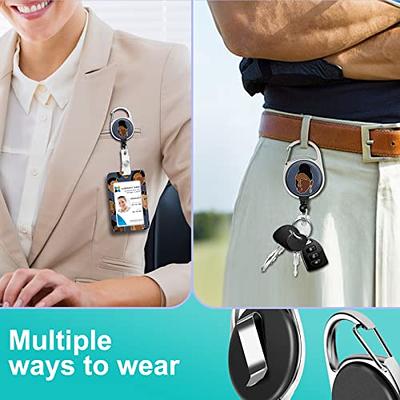 ID Badge Holder with Lanyard, Retractable Badge Reel with Swivel Belt Clip,  Detachable Lanyard Name Card Tag Vertical ID Protector Badge Reel for