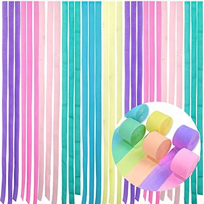 BBeitoo Pastel Crepe Streamers 6Rolls Purple Pink Yellow Mint Blue