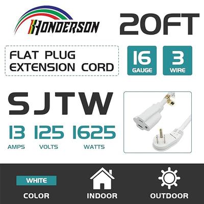 HONDERSON 20FT Extension Cord,Flat Plug 3 Prong Short Extension Cords,White  16 Gauge Heavy Duty Cable for Kitchen Home Appliance,UL Listed - Yahoo  Shopping