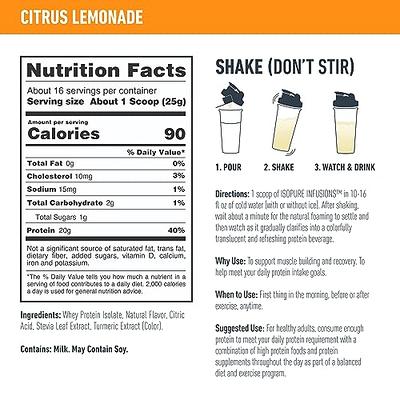 Zero Carb 100% Whey Protein Isolate Drink - Lemonade (12 Drinks, 16 Fl Oz.  Each) by Isopure at the Vitamin Shoppe