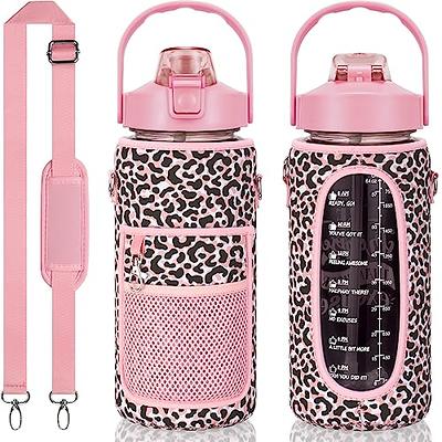 Gohippos Water Bottles with Times to Drink, 64 oz Half Gallon Water Bottle with Straw, Motivational Water Bottle for Gym School Office to Stay