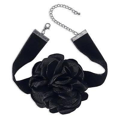 Bethynas Vintage Flower Choker Necklace Gothic Large Rose Neck Chain Long  Wrap Leather Collar Tie Floral Women Neck Accessories Bridal Party Jewelry