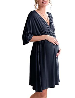  Ekouaer 3 In 1 Labor/Delivery/Hospital Gown Maternity Dress  Nursing Nightgown Sleepwear For Breastfeeding V Neck Short Sleeve  Nightshirt Sleeping Dress