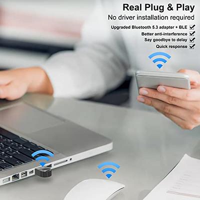 USB Bluetooth 5.3 Adapter for Desktop PC, Really Plug & Play Mini Bluetooth  EDR Dongle Receiver & transmitter for Laptop Computer Headphones Keyboard  Mouse Speakers Printer Windows 11/10/8.1