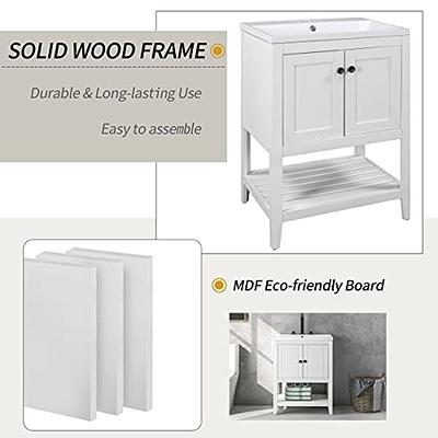 Linique 30 Modern Bathroom Vanity with Sink Combo Set, Solid Wood Frame  Bathroom Storage Cabinet with 2 Soft Closing Doors and a Drawer