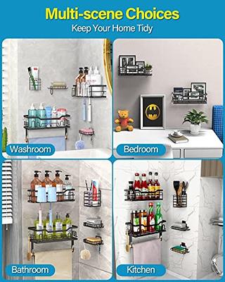 2 Packs Adhesive Shower Caddy with Hooks - No Drilling Rustproof Traceless  Stainless Steel Wall Mounted Shower Storage Organizer Shelf Rack Holder for  Bathroom Toilet Restroom Kitchen - Matte Black - Yahoo Shopping