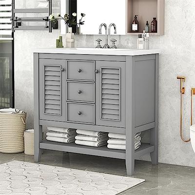 Linique 30 Modern Bathroom Vanity with Sink Combo Set, Solid Wood Frame  Bathroom Storage Cabinet with 2 Soft Closing Doors and a Drawer