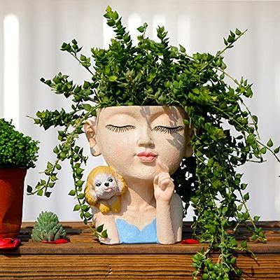 Face Flower Pot Head Planter, Small Plant Pots, Planters for Indoor Plants,  Plant Pot with Drainage