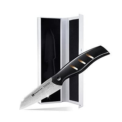  FAMCÜTE Japanese Chef Knife Set, 3 Layer 9CR18MOV Clad Steel  w/octagon Handle and Block Wooden Holder for 4Piece Kitchen Knife Set (8”  Gyuto Knife, 7” Nakiri Knife, 7” Santoku knife, 5”