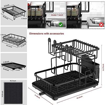 Cibert Dish Drying Rack with Drainboard, 2 Tier Dish Racks for