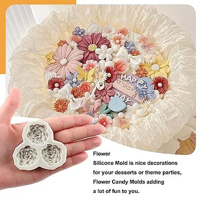 6 Pcs Flower Silicone Mold Set,Rose Daisy Butterfly and Mini Flowers Molds  for Candy Chocolate Fondant Polymer Clay Soap Crafting Projects Cake