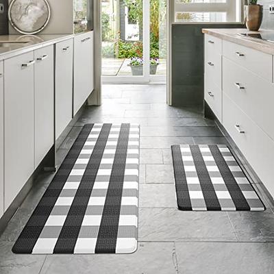 KIMODE Anti Fatigue Kitchen Mat 2PCS,Non-Skid Waterproof Kitchen  Rugs,Farmhouse Kitchen Mat for Floor,Cushioned Comfort Foam Standing Mat  for