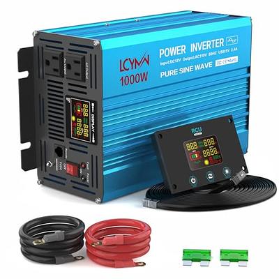 1000 Watt Inverter Pure Sine Wave DC 12V to 110V/120V AC Power Inverters  with 2