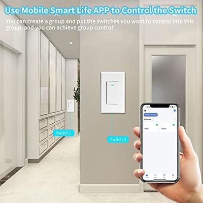 2 Pack Smart Light Switch - WiFi Wall Switches Work with Alexa Google  Home/Smart Life App, Single Pole, Standard Plate, Neutral Wire Needed 