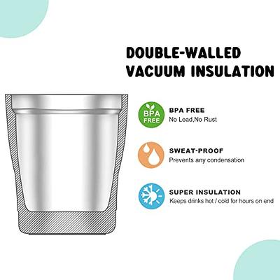 2 Pack Kids Stainless Steel Cups with Lids and Straws Double Wall