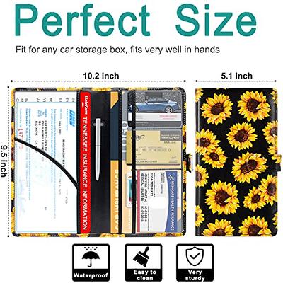 Cacturism Car Registration and Insurance Holder, Vehicle Glove Box Car Organizer Men Women Wallet Accessories Case for Cards, Essential Document, Driver License