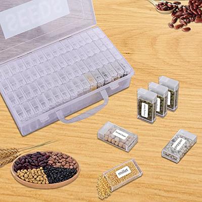 64 Slots Plastic Seed Storage Box Organizer with Label Stickers