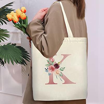 Aunool Personalized Tote Bags for Women Makeup Bag with Zipper, Monogram Tote Bag for Bridesmaid Wedding Day Bachelorette Shower Party, Suitable for