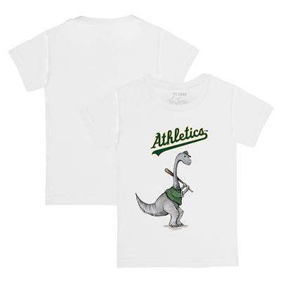Oakland Athletics Tiny Turnip Infant Baseball Tear Raglan 3/4 Sleeve  T-Shirt - White/Black