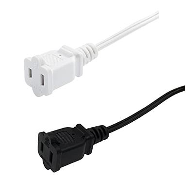 5ft Extension Cord 2 Prong AC Power 3 Outlets W Safety-Outlet Cover White  Cable