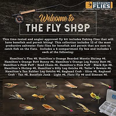 Discount Flies Bonefish Fly Fishing Flies – DIY Fishing Kit w/15 Saltwater  Flies & Fly Box –