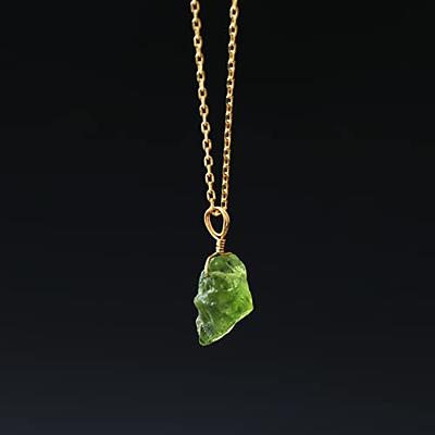 GemInspire Mothers Day Gift Peridot Pendant Necklace, Rough Green