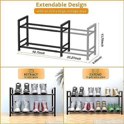 Bumusty Expandable 3 Tier Shoe Rack Organizer, Shoe Organizer for