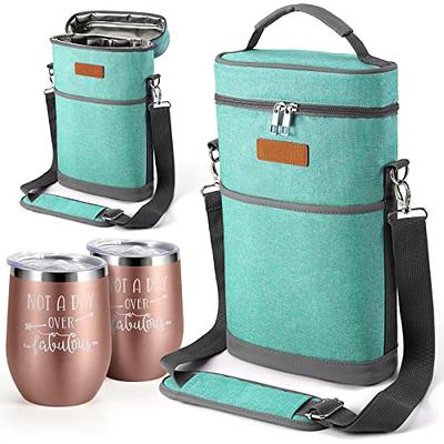 Opux 2 Bottle Wine Bag Tote Carrier | Leakproof Insulated Wine Cooler Bag for Travel Picnic BYOB | Portable Wine Carrying Bag, Padded Protection