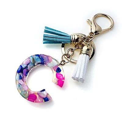 Keychains Accessories For Women Kids Cute Keychain Initial Letter Pink  Tassel Butterfly Car Key Chains