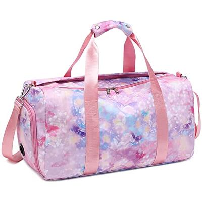 Gym Travel Duffle Bag for Girls - Gymnastics Sports Dance Bag with Shoe  Compartment & Wet Pocket Unicorn Kids Travel Bag Teens Weekender Sleepover