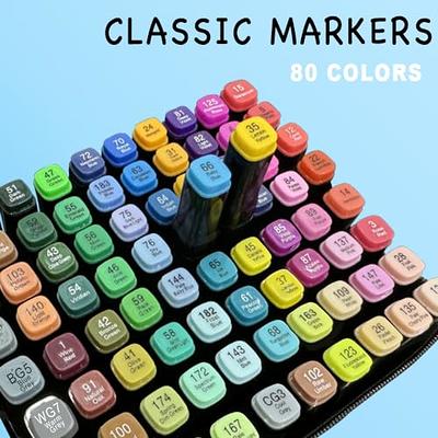 80 Colors Alcohol Markers Set, Dual Tips Blender Art Markers for Drawing  Sketching Coloring Artist Pens and Underlining, Professional Permanent  Sketch