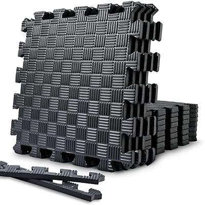 24 Square feet / 6 Interlocking Foam Tiles Thick Exercise Mat - Soft  Supportive Cushion for Exercising or Gym Equipment Floor Protection,  Non-Skid Texture & Water Resistant, Gray Color 