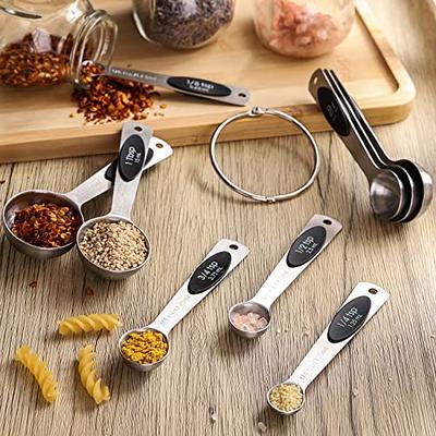 Magnetic Measuring Spoons Set of 9 Stainless Steel Stackable Measuring  Spoons Heavy Duty Nesting Teaspoons Tablespoons for Measuring Dry and  Liquid Ingredients - Yahoo Shopping