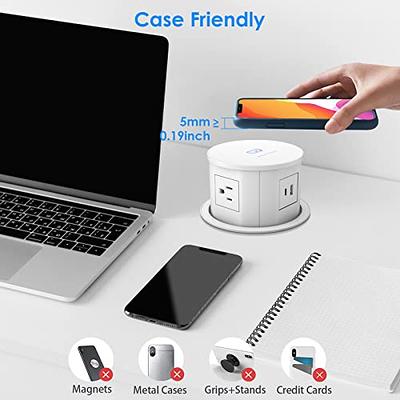 Counter Pop Up USB-A and USB-C Ports, Wireless Charging, White