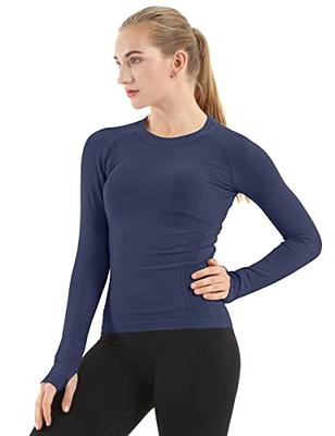 CRZ YOGA Women's Seamless Athletic Long Sleeves Sports Running