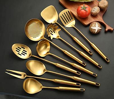 Gold Kitchen Utensils Set, Standcn 9 PCS 304 Stainless Steel All Metal  Cooking Tools with Meat Fork, Solid Spoon, Slotted Spoon, Spatula, Ladle,  Skimmer, Slotted Spatula, Spaghetti Server, Large Spoon - Yahoo Shopping