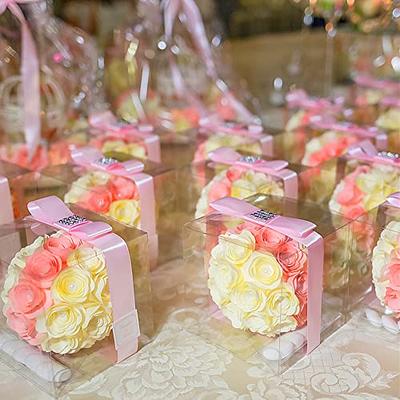 50 Pack Clear Favor Boxes, 3x3x3 Transparent Macaron Candy