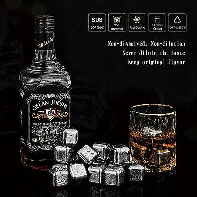 HealthPro Stainless Steel Ice Cubes Chilling Stones Rocks Reusable with Tong for Whiskey, Wine, Beverage Drinks, Set of 16 Pcs